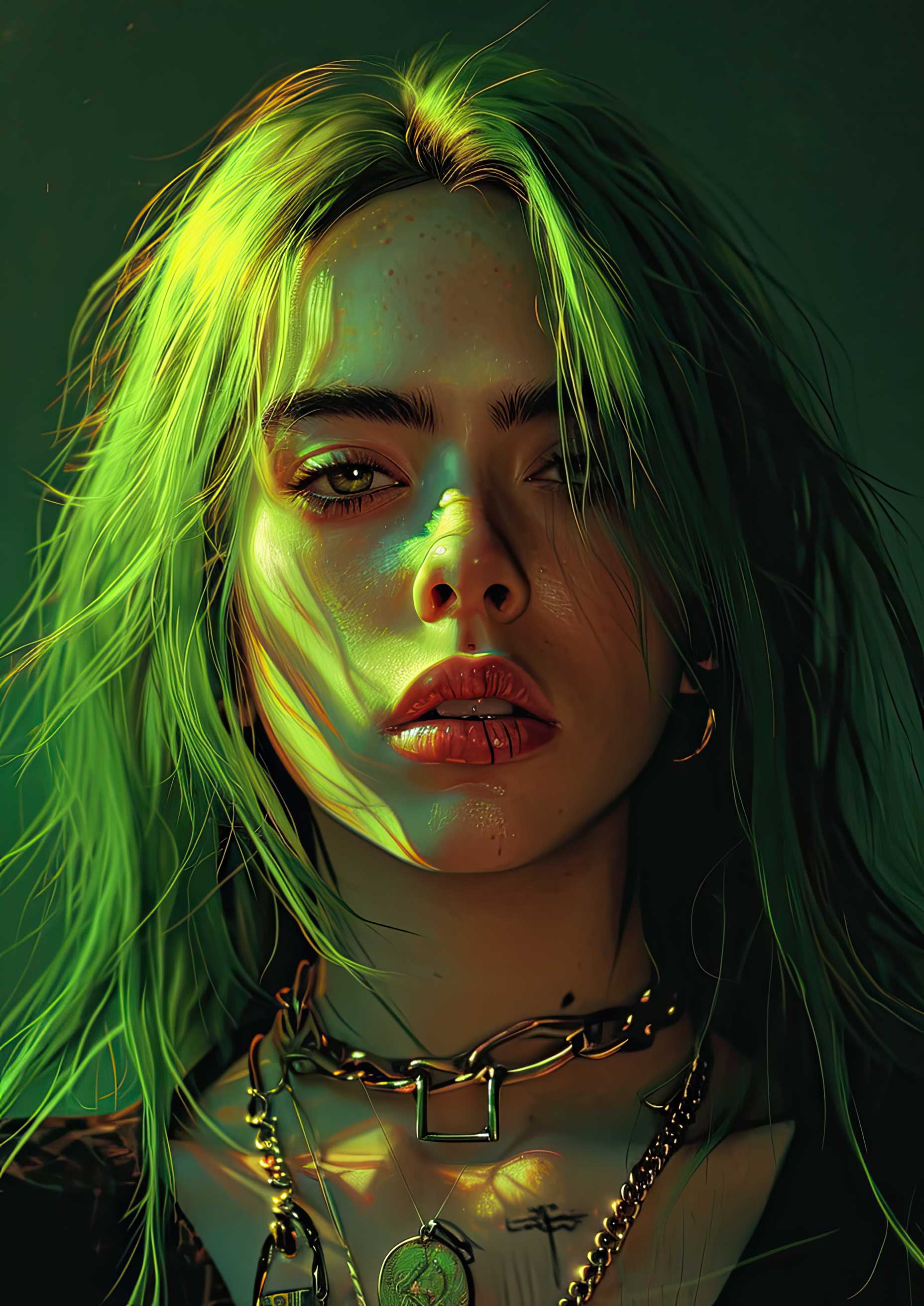 Preview for Billie-eilish-neon-portrait-art-celebrities-background-17f5a