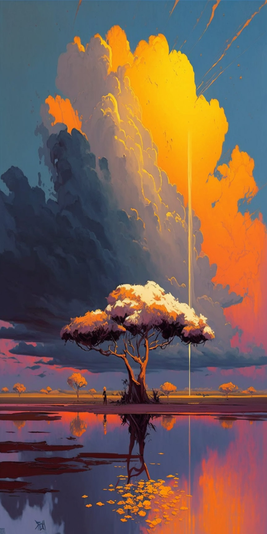Preview for Surreal-landscape-tree-clouds-ai-phone-background-872c0