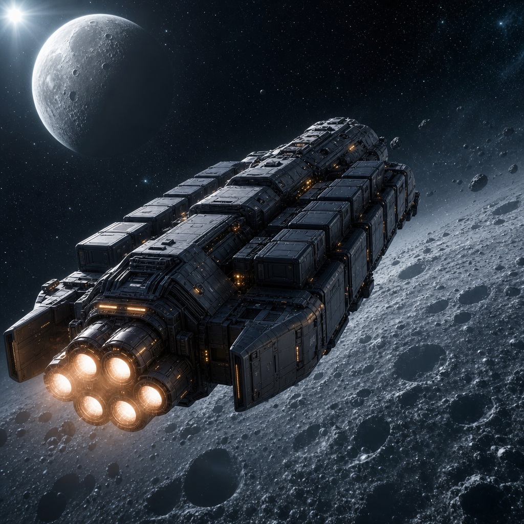 Preview for Cargo Freighter Moonlit Background