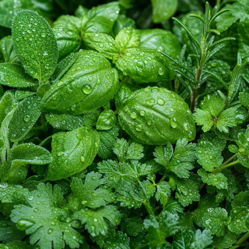 Preview for Rain-dropped Green Leaves Background