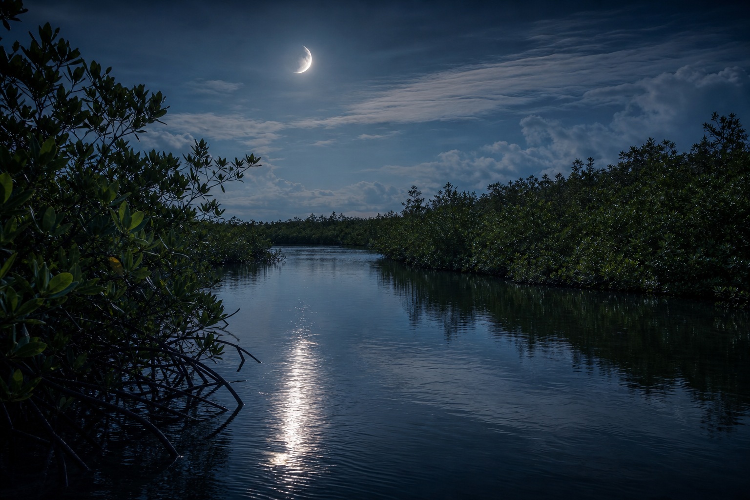 Preview for Lunar Mangrove Channel Stock Background