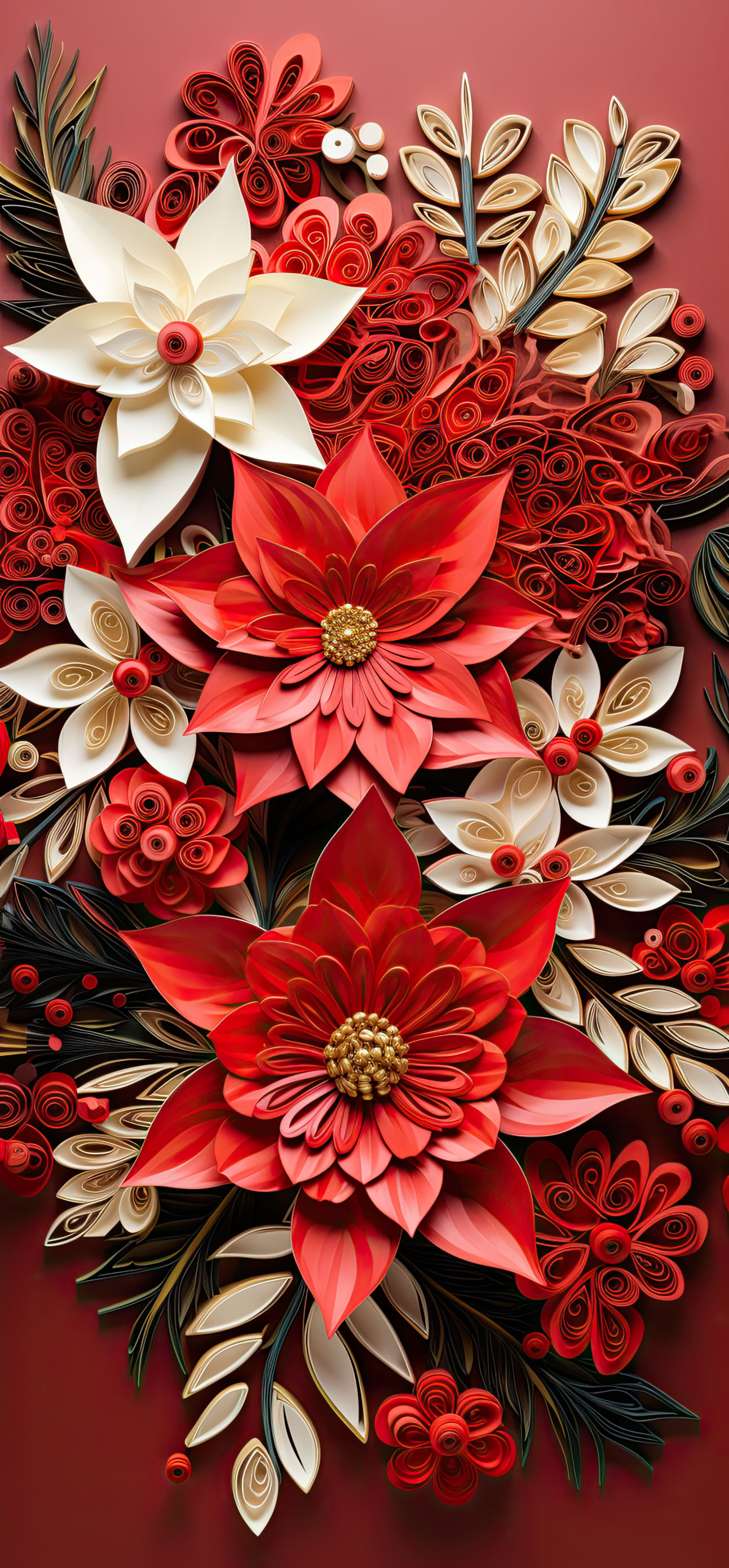 Preview for Paper-art-christmas-flowers-christmas-phone-background-5ff74