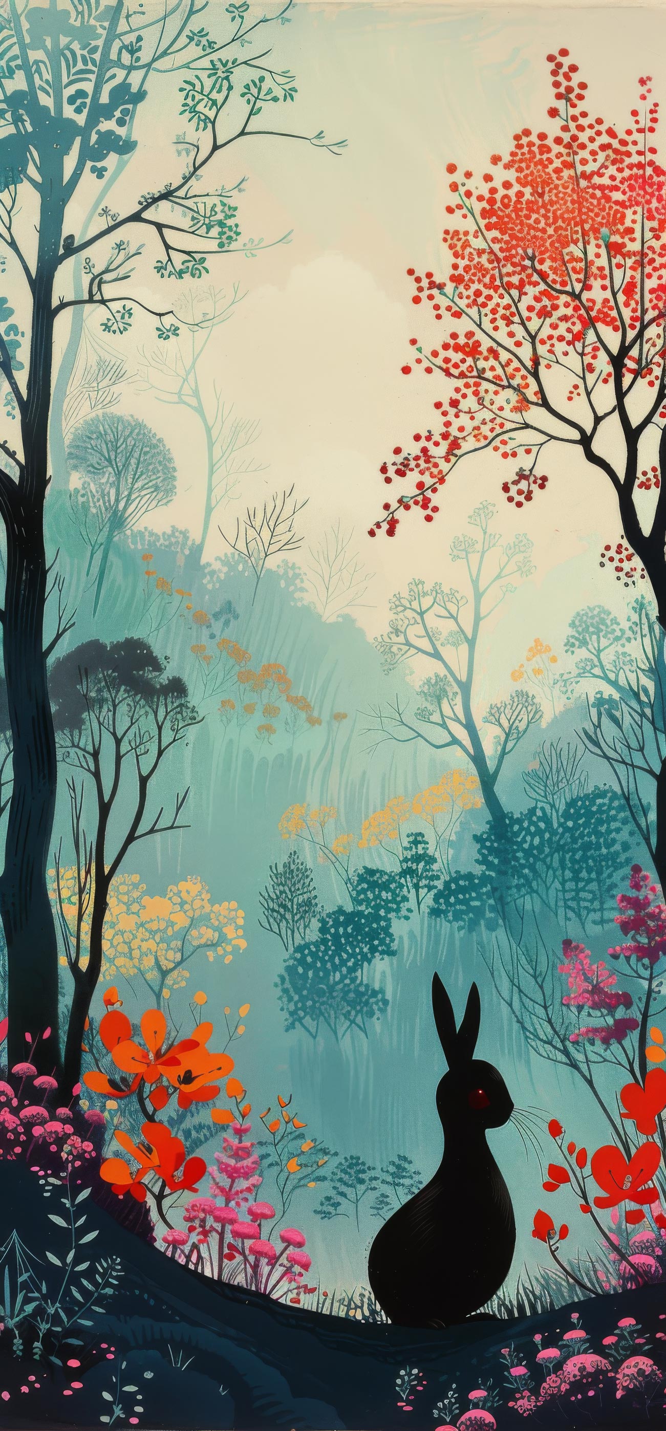 Preview for Serene-forest-landscape-with-rabbit-easter-phone-background-62d69