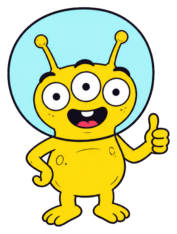 Preview for Funny Cartoon Alien Sticker