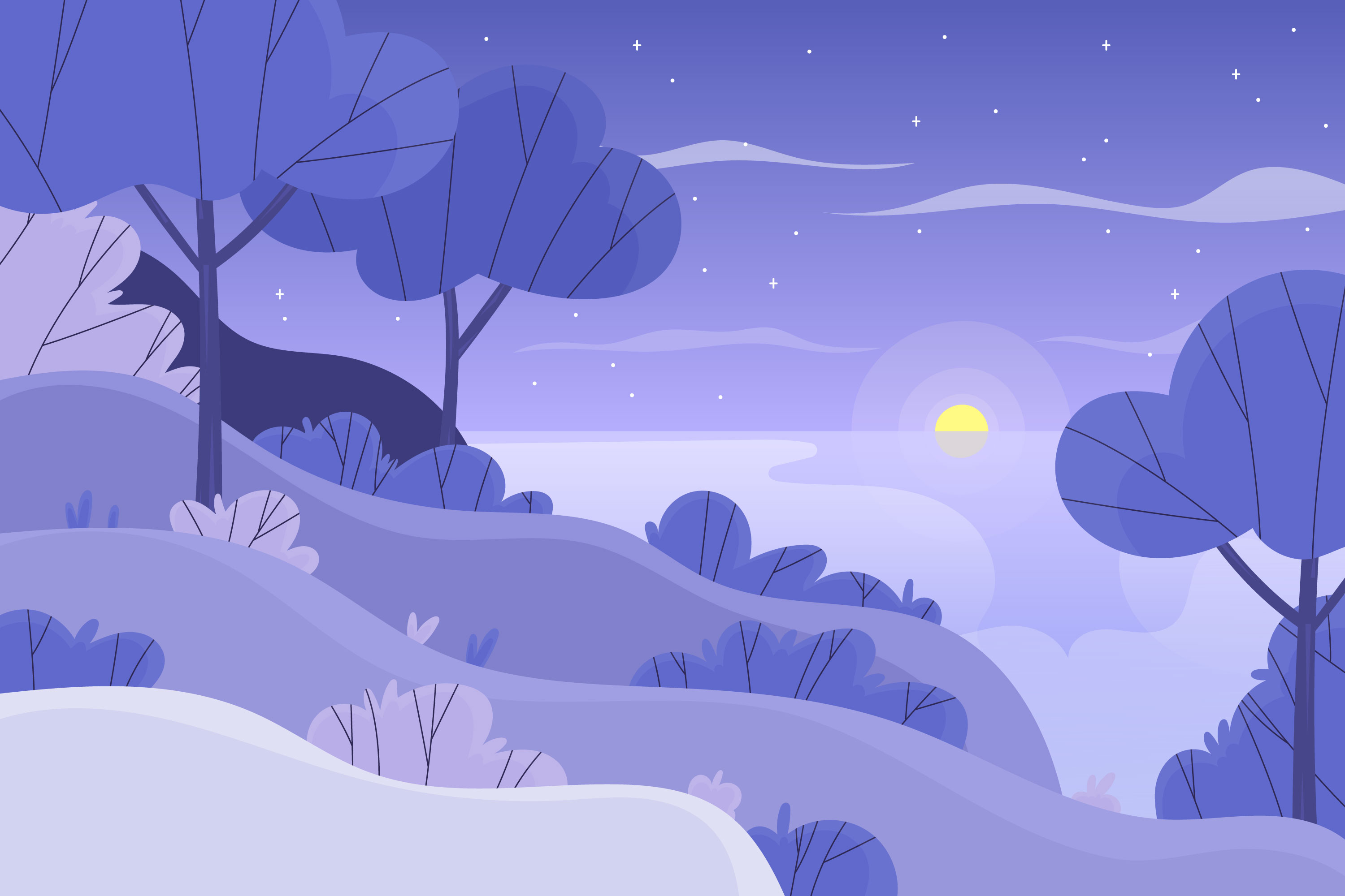 Preview for Serene-winter-landscape-illustration-background-75186