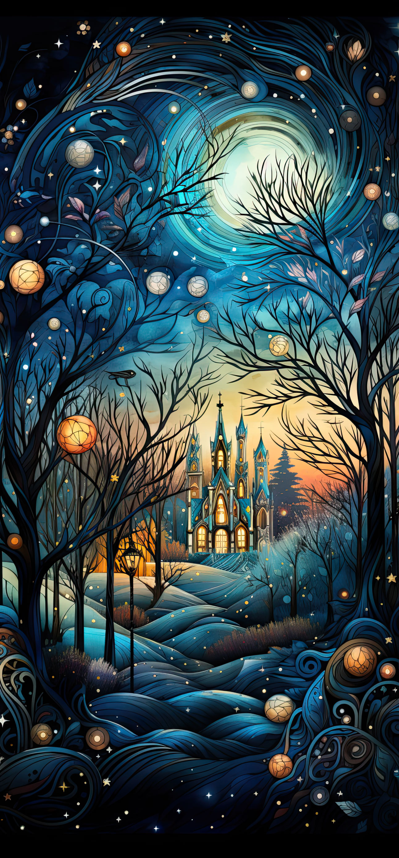 Preview for Mystical-castle-under-starry-night-sky-christmas-phone-backgroun-1972e