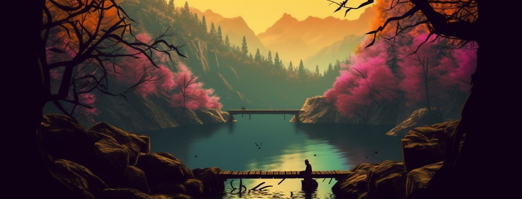 Preview for Serene-landscape-sunset-art-ai-facebook-background-8ee93