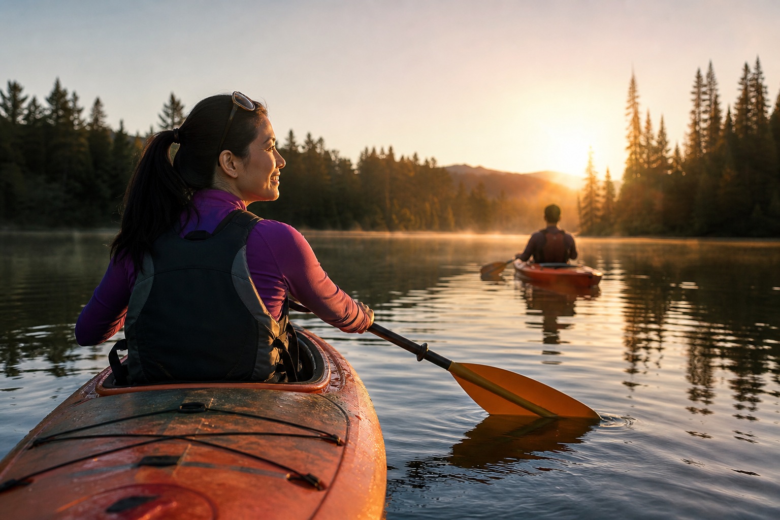 Preview for Kayak Lake Sunset Travel Background