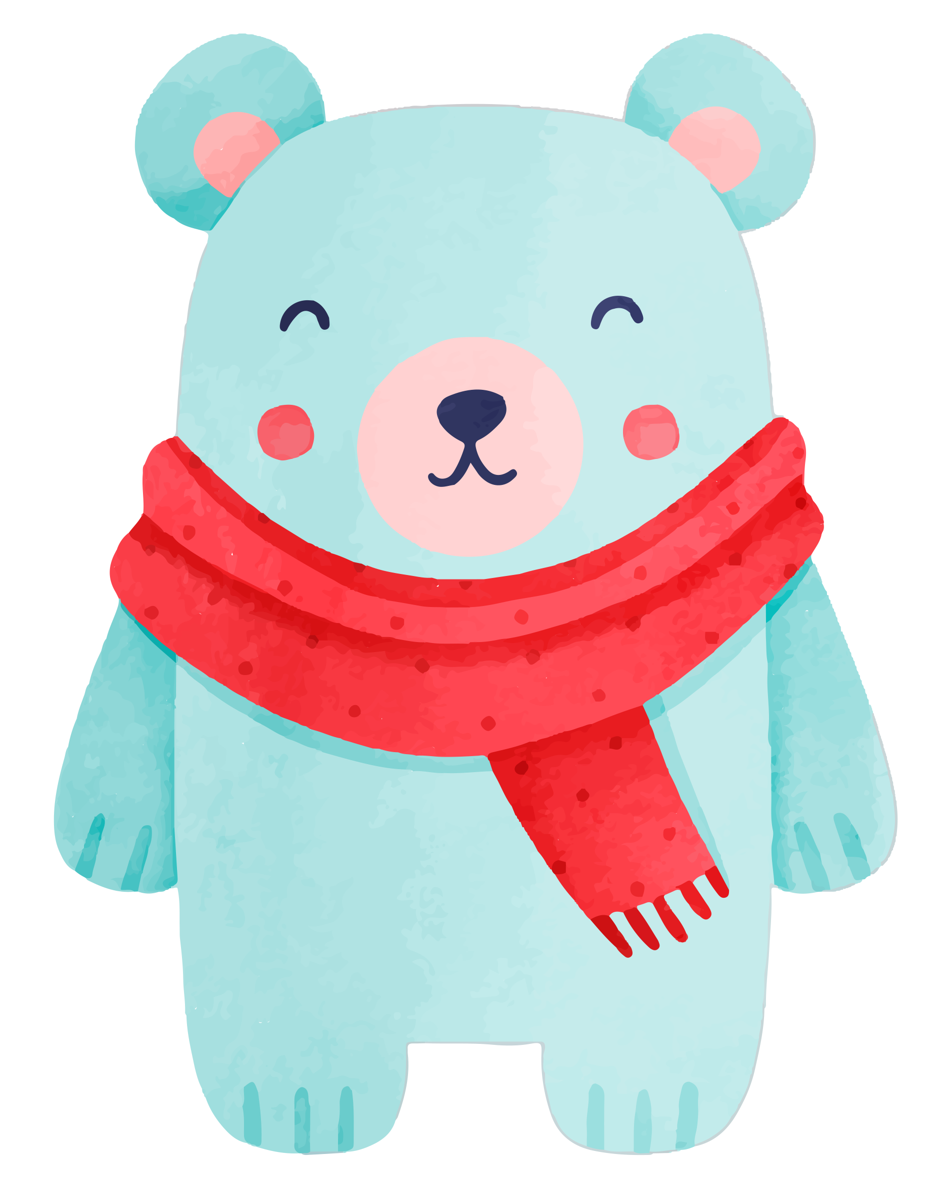 Preview for Cartoon-bear-red-scarf-watercolor-christmas-sticker-fcc03