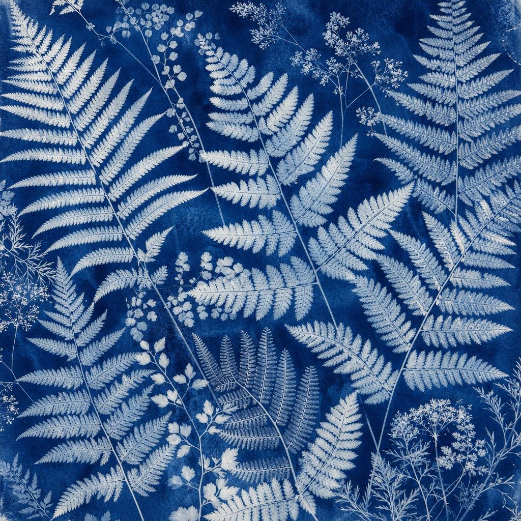 Preview for Botanical Cyanotype Fern Background