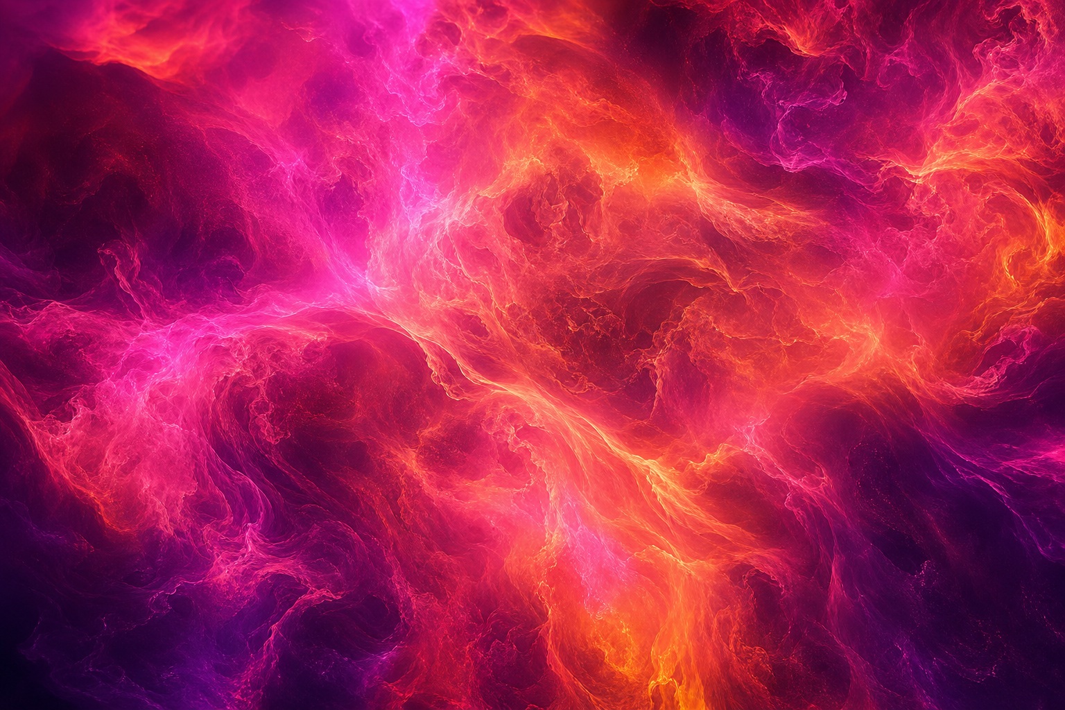 Vivid magenta and amber plasma light swirls with glowing abstract energy texture