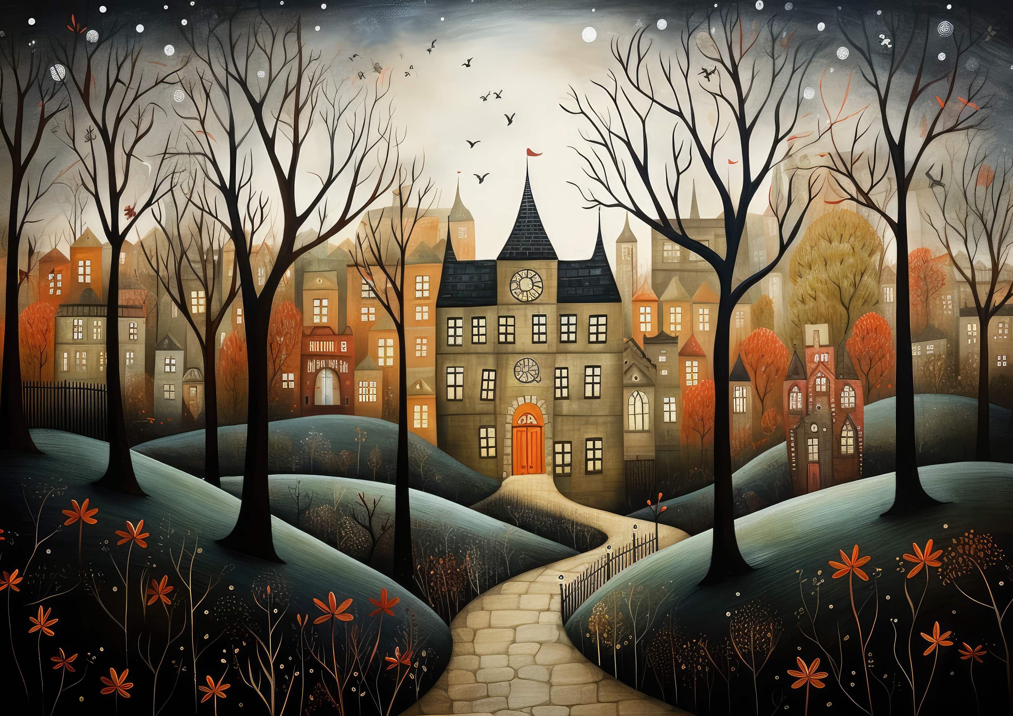 Preview for Whimsical-winter-mansion-landscape-art-background-28a14