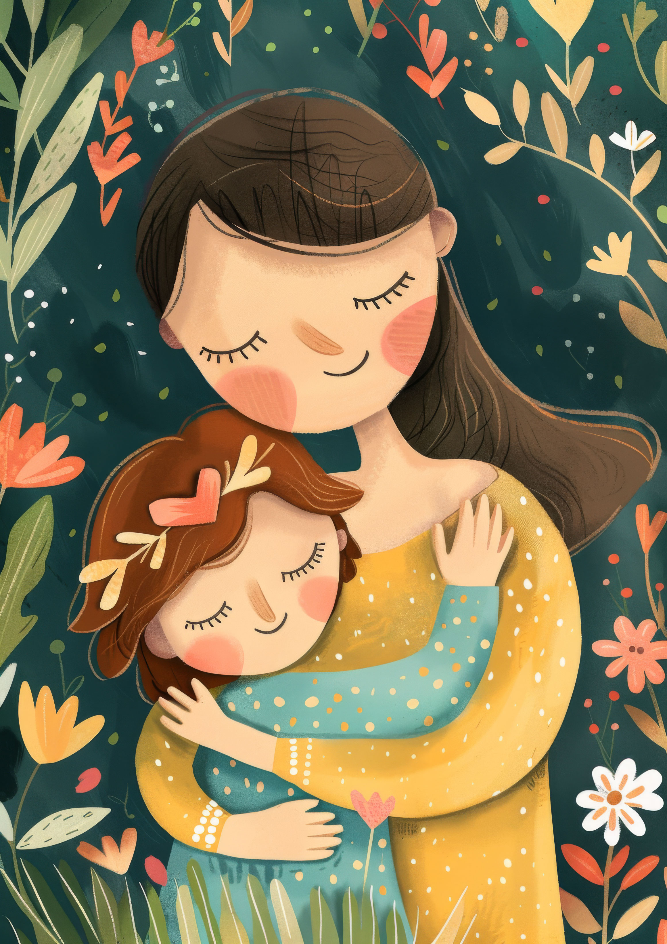 Preview for Mother-daughter-hug-illustration-mothers-day-background-6195e