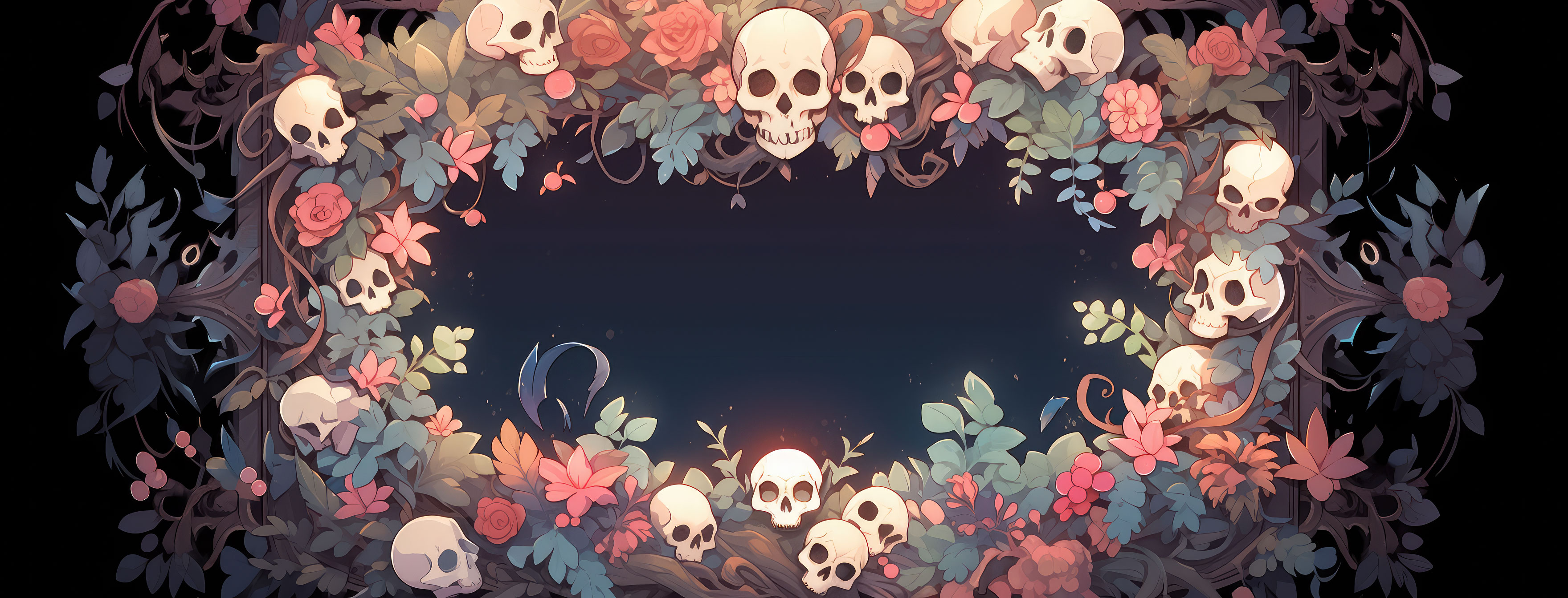 Preview for Floral-skull-frame-design-halloween-cover-background-0ab1b