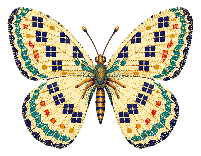 Preview for Pointillist Butterflies Cream Checker