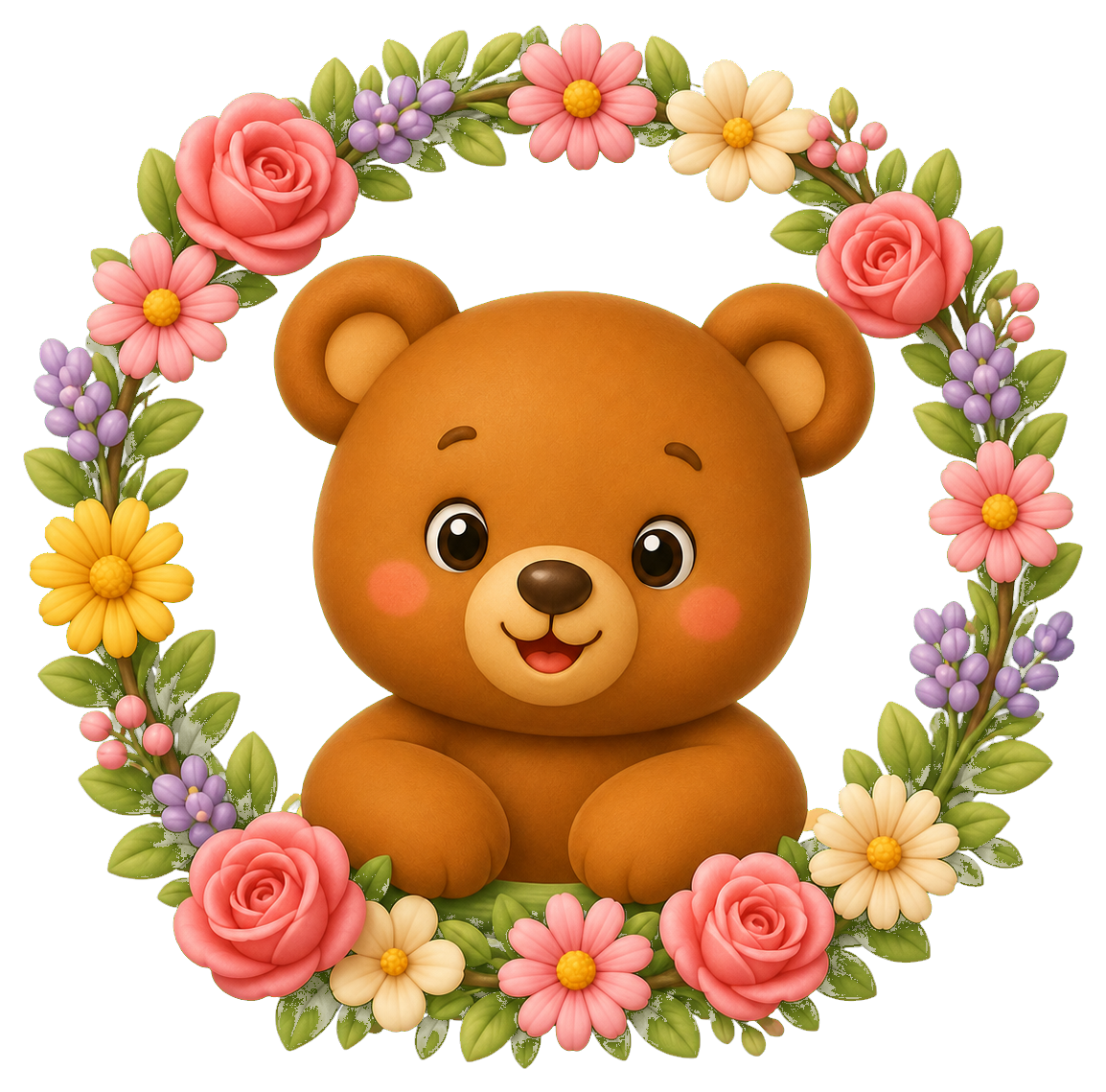 Preview for Bear In Flower Wreath Sticker