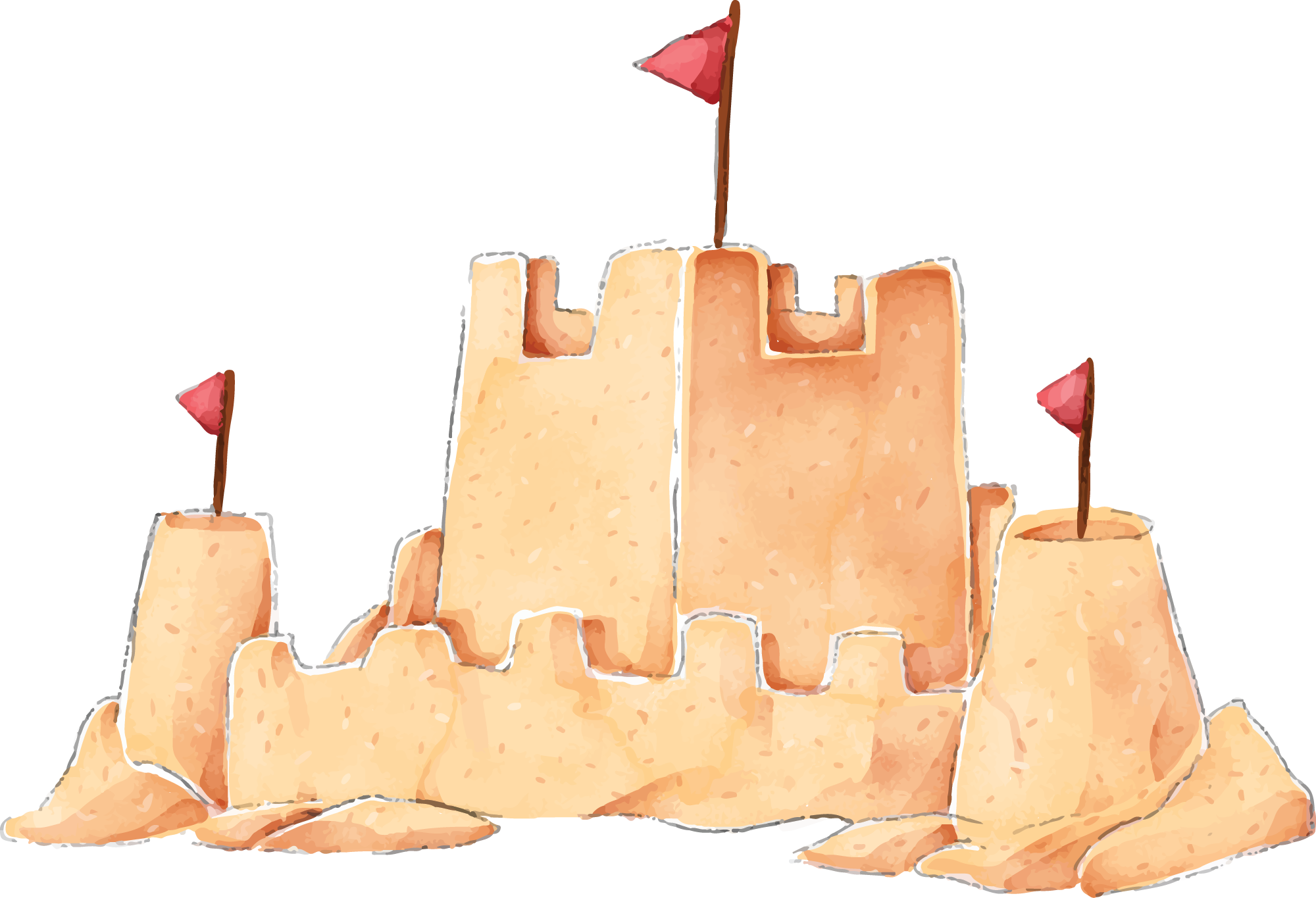 Preview for Sandcastle-with-flags-summer-watercolor-sticker-98303