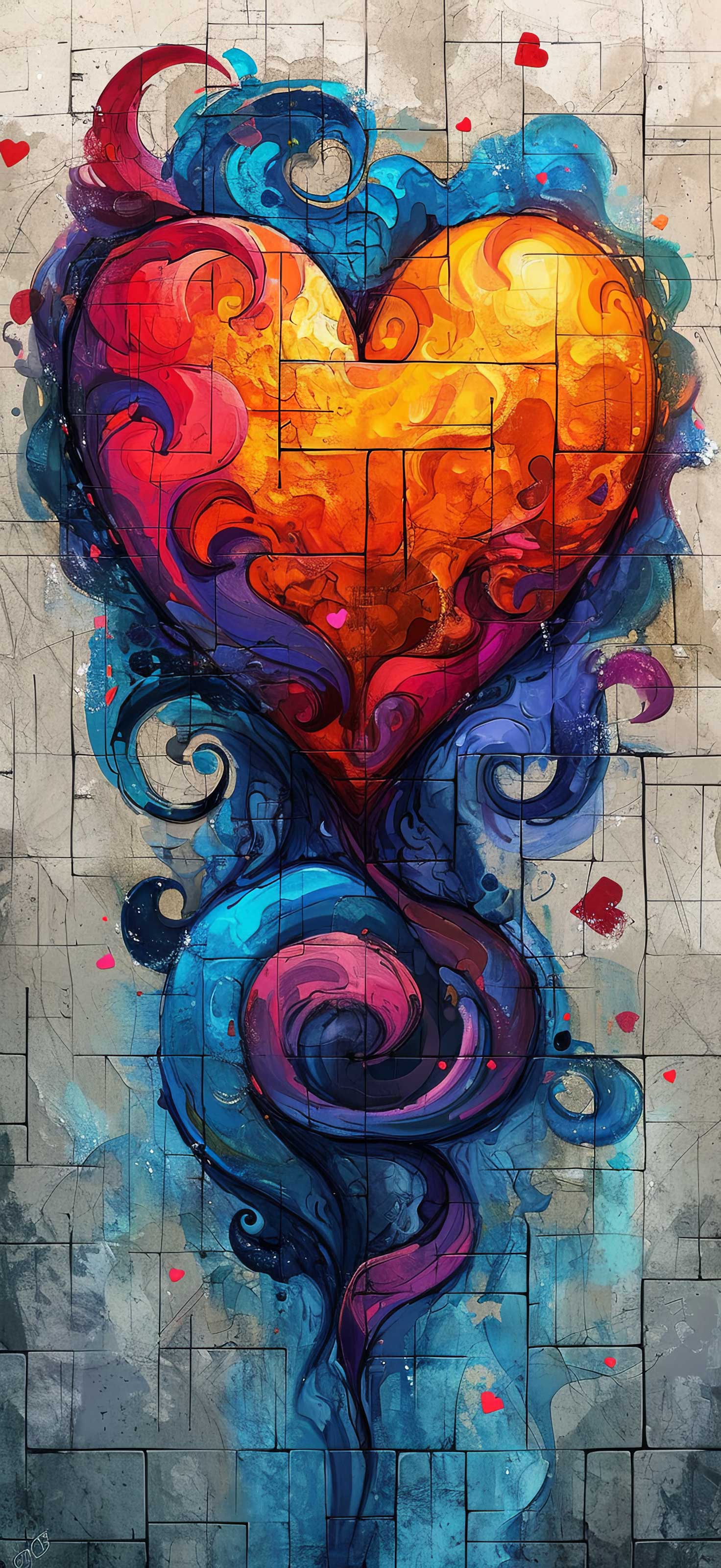 Preview for Vibrant-heart-artwork-heart-phone-background-f5d0b