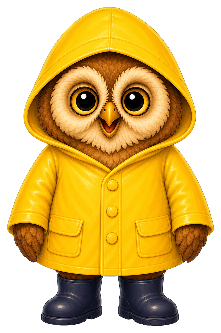 Preview for Owl Raincoat Sticker Graphic For Designs