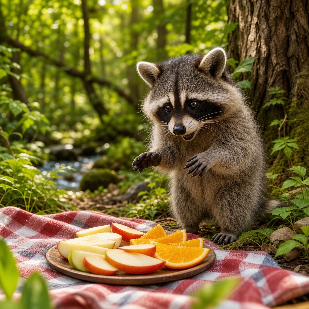 Preview for Cute Raccoon Picnic Background