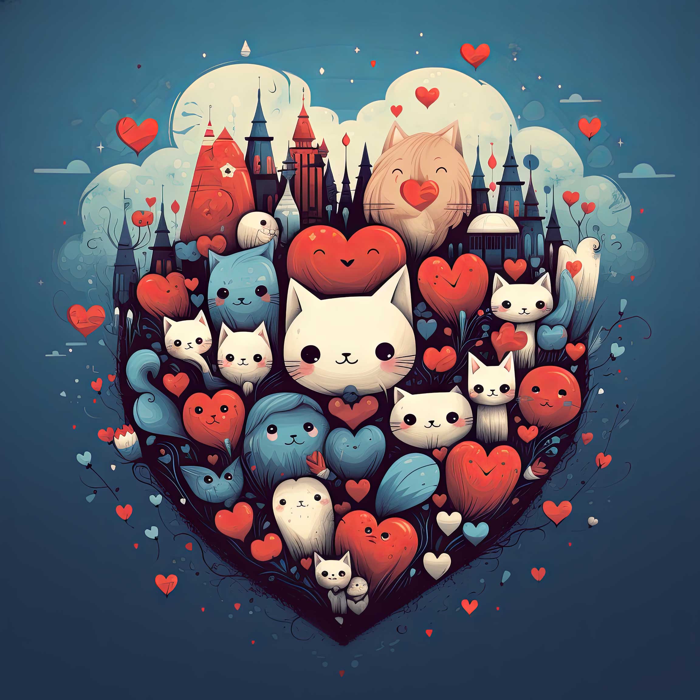 Preview for Whimsical-cat-heart-illustration-love-background-e6634