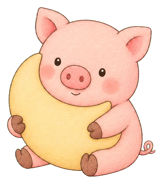 Preview for Pig With Moon Pillow Sticker