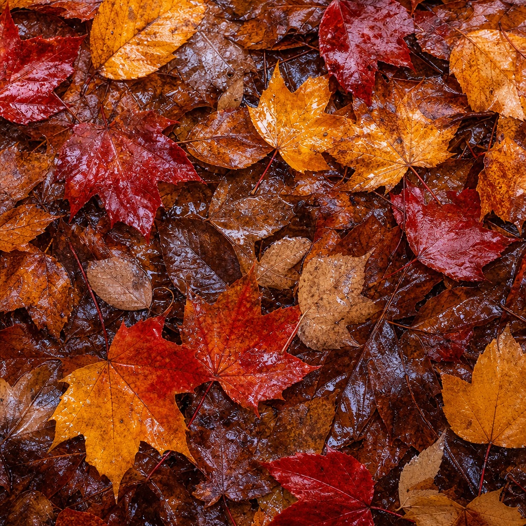 Preview for Wet Autumn Leaves Background