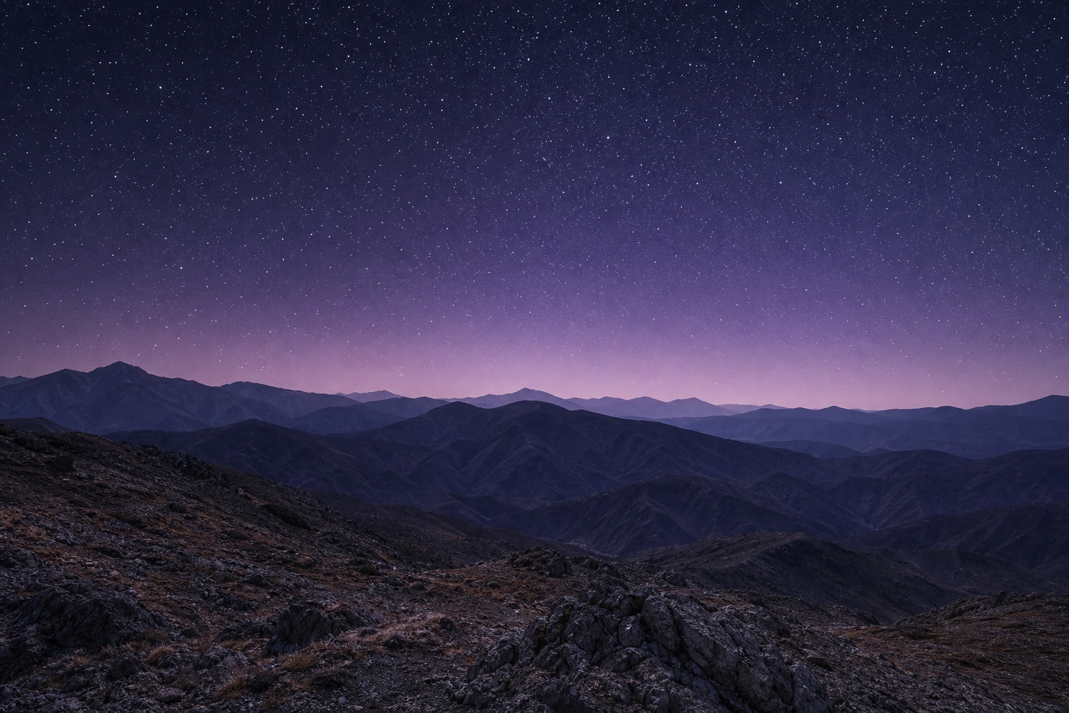 Preview for Cool Violet Starry Mountain Background