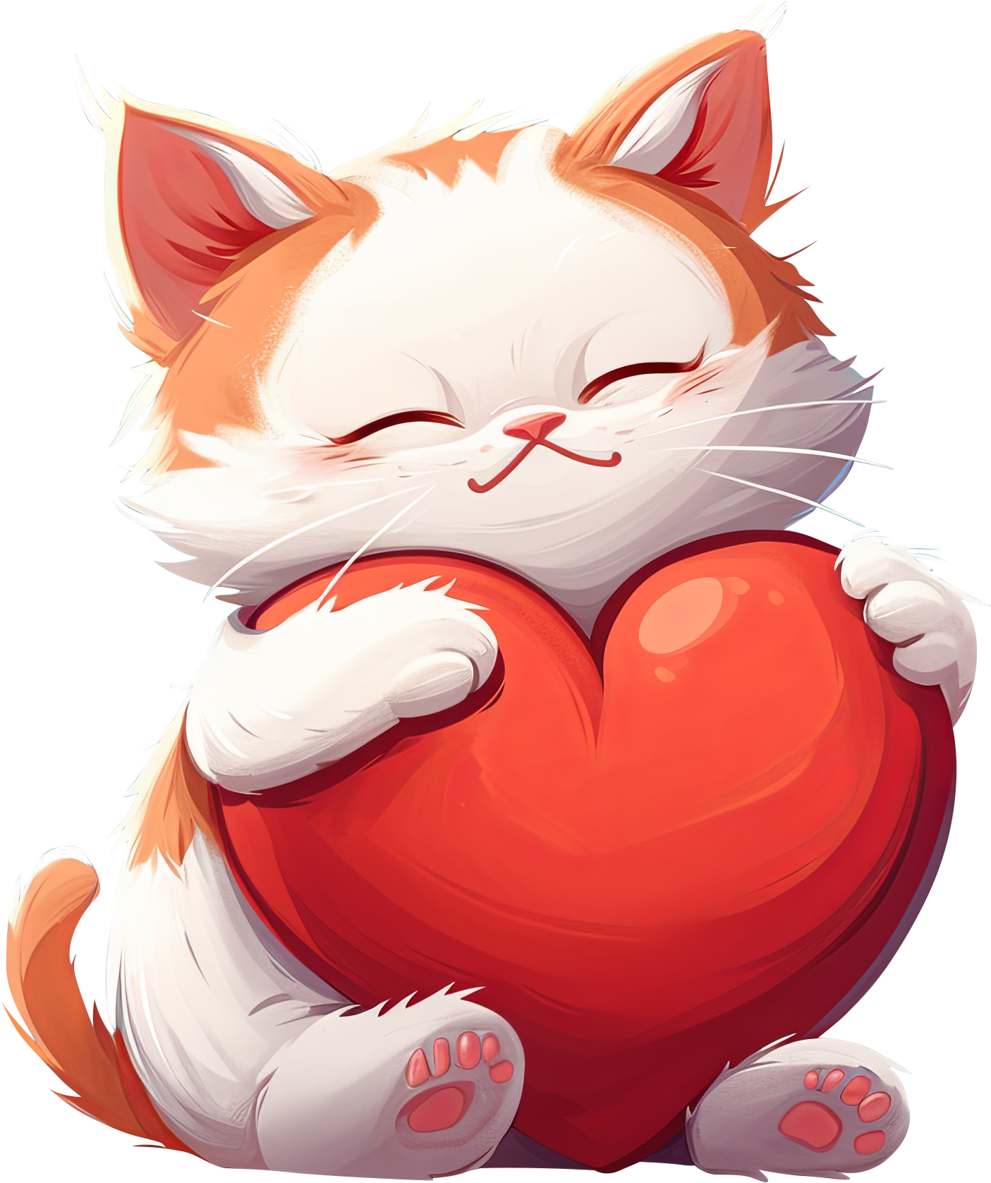 Preview for Cartoon-cat-hugging-heart-love-characters-sticker-e994e
