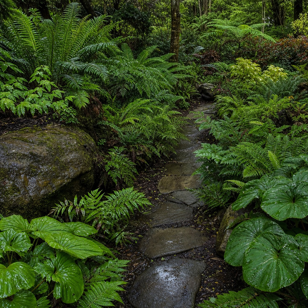 Preview for Post Rain Layered Fern Garden Background