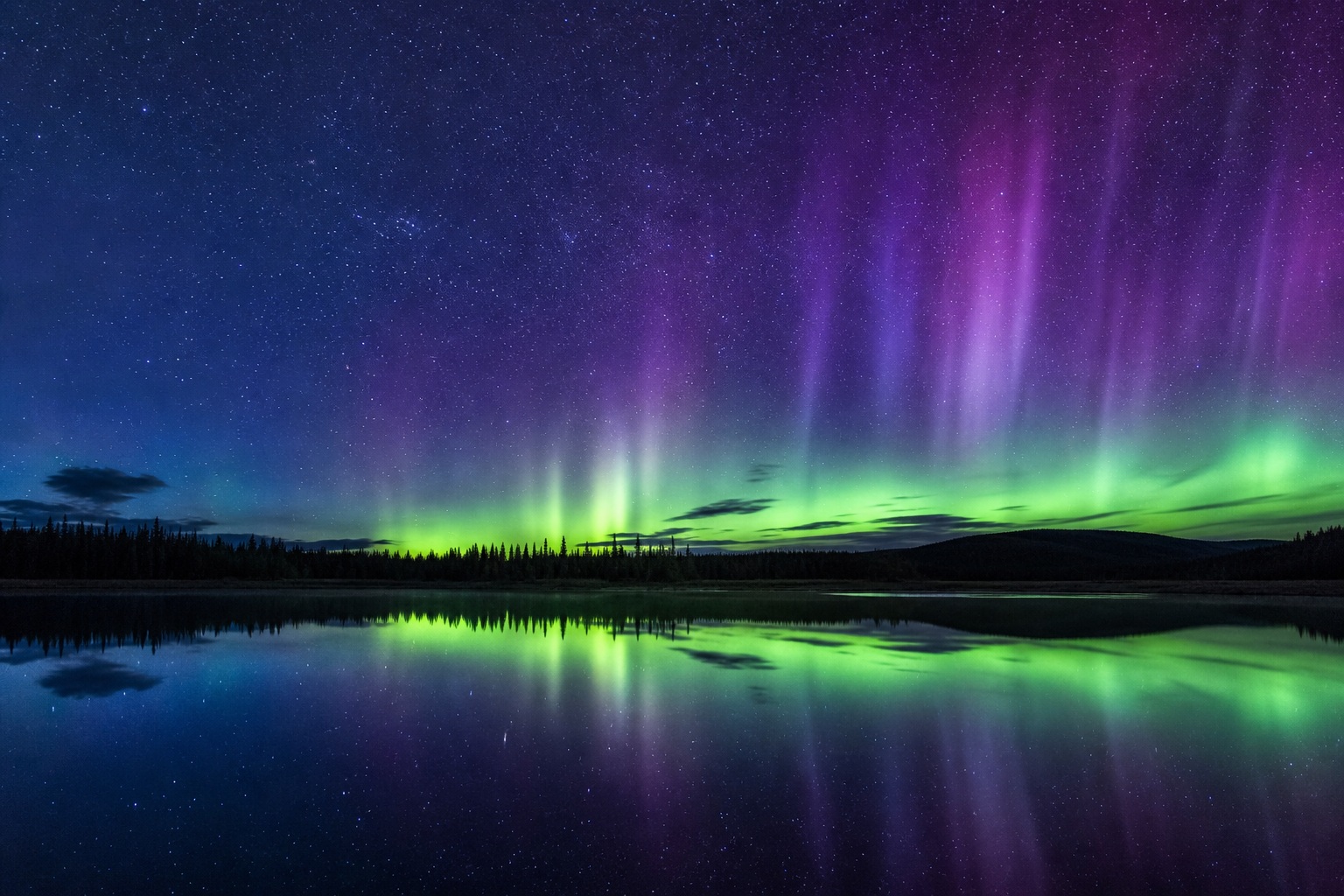 Preview for Aurora Lake Night Sky Stock Background