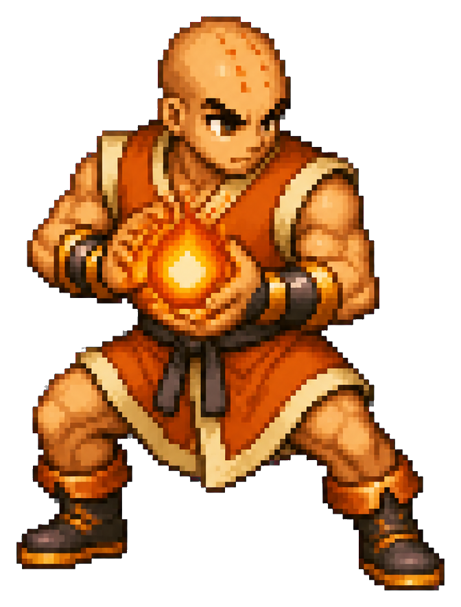 Preview for Copper Flame Monk Pixel Sprite Sticker
