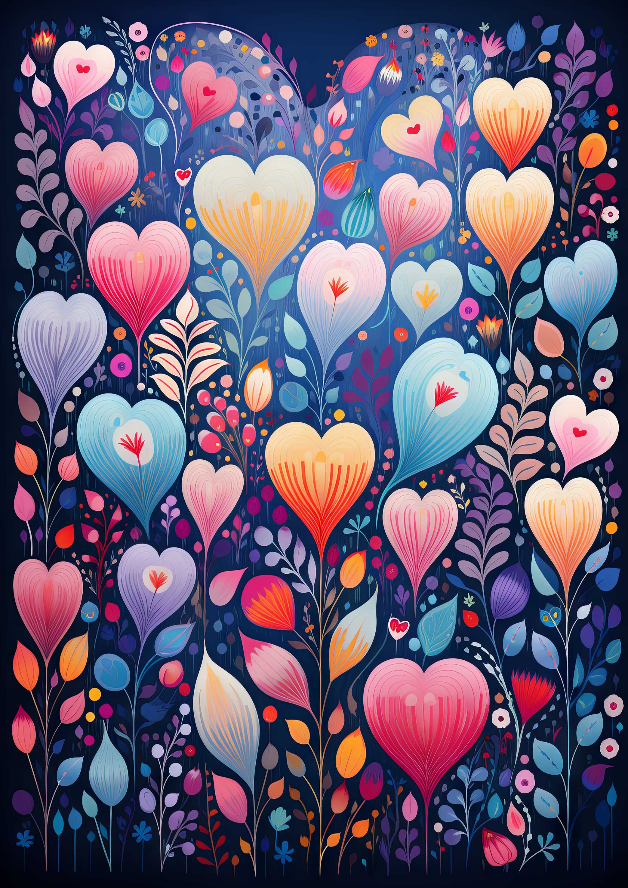Preview for Vibrant-heart-florals-art-love-background-a6527
