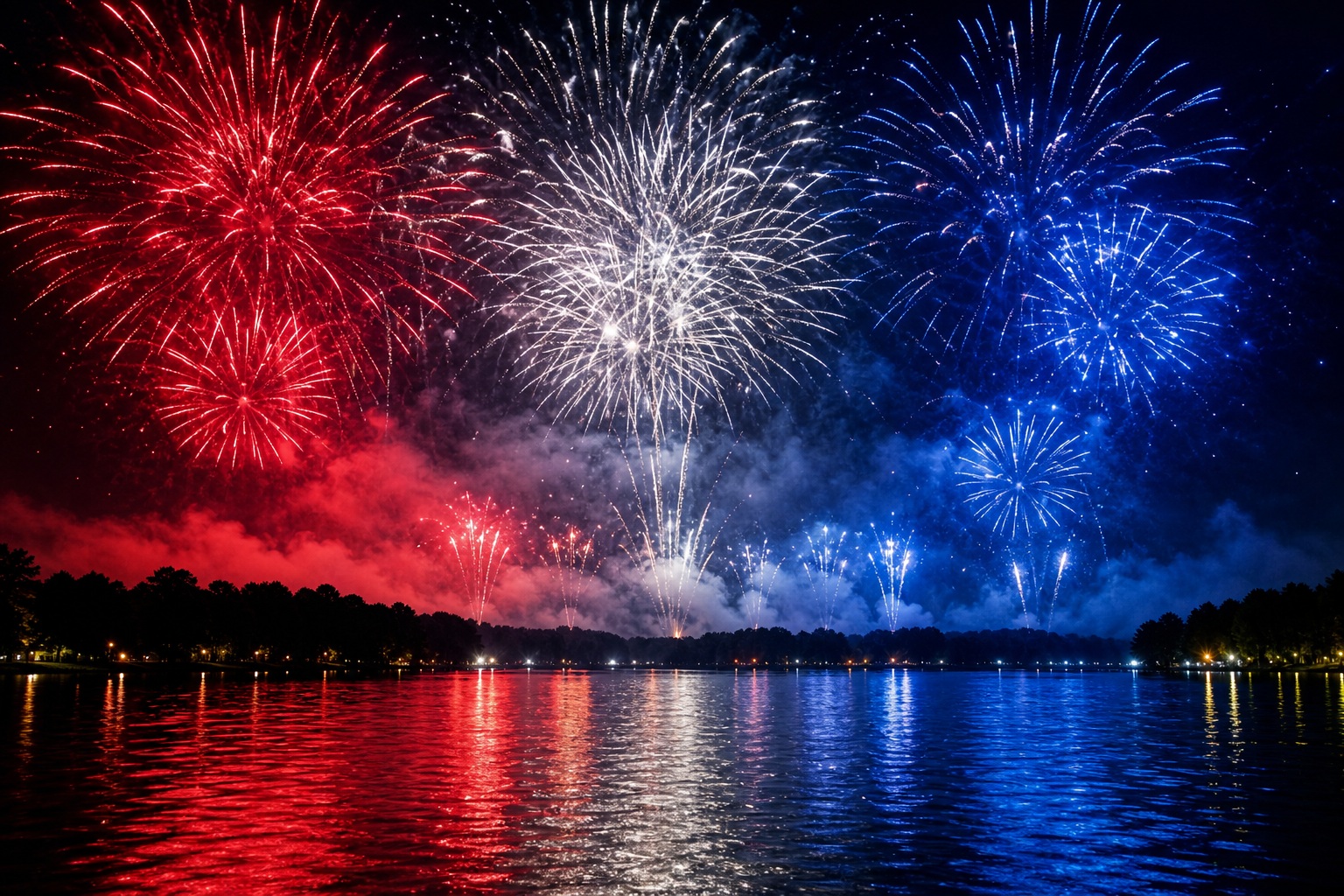 Preview for Fourth Of July Fireworks Lake Background