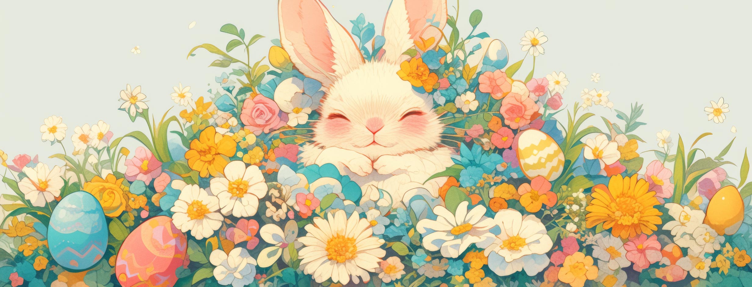 Preview for Easter-bunny-floral-scene-easter-facebook-background-bbcb8
