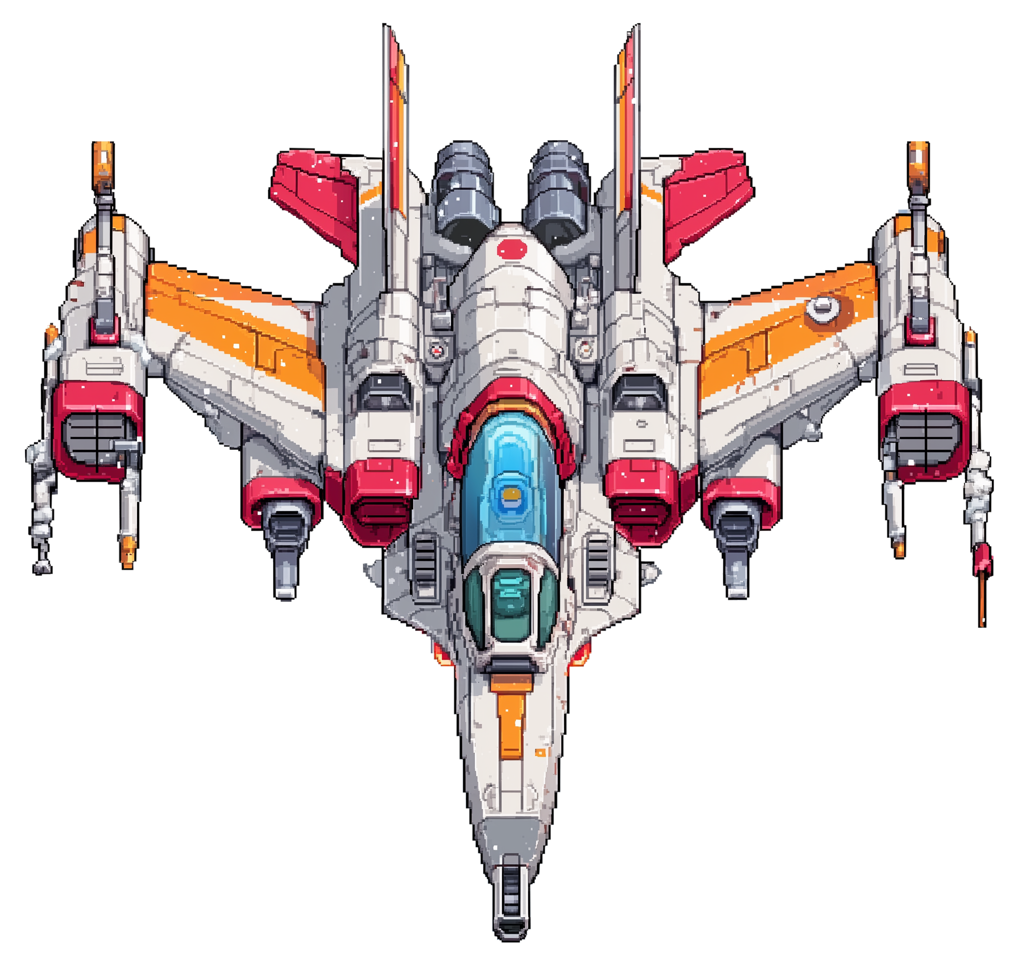 Preview for Futuristic-fighter-jet-pixel-art-spaceship-sticker-f52c9