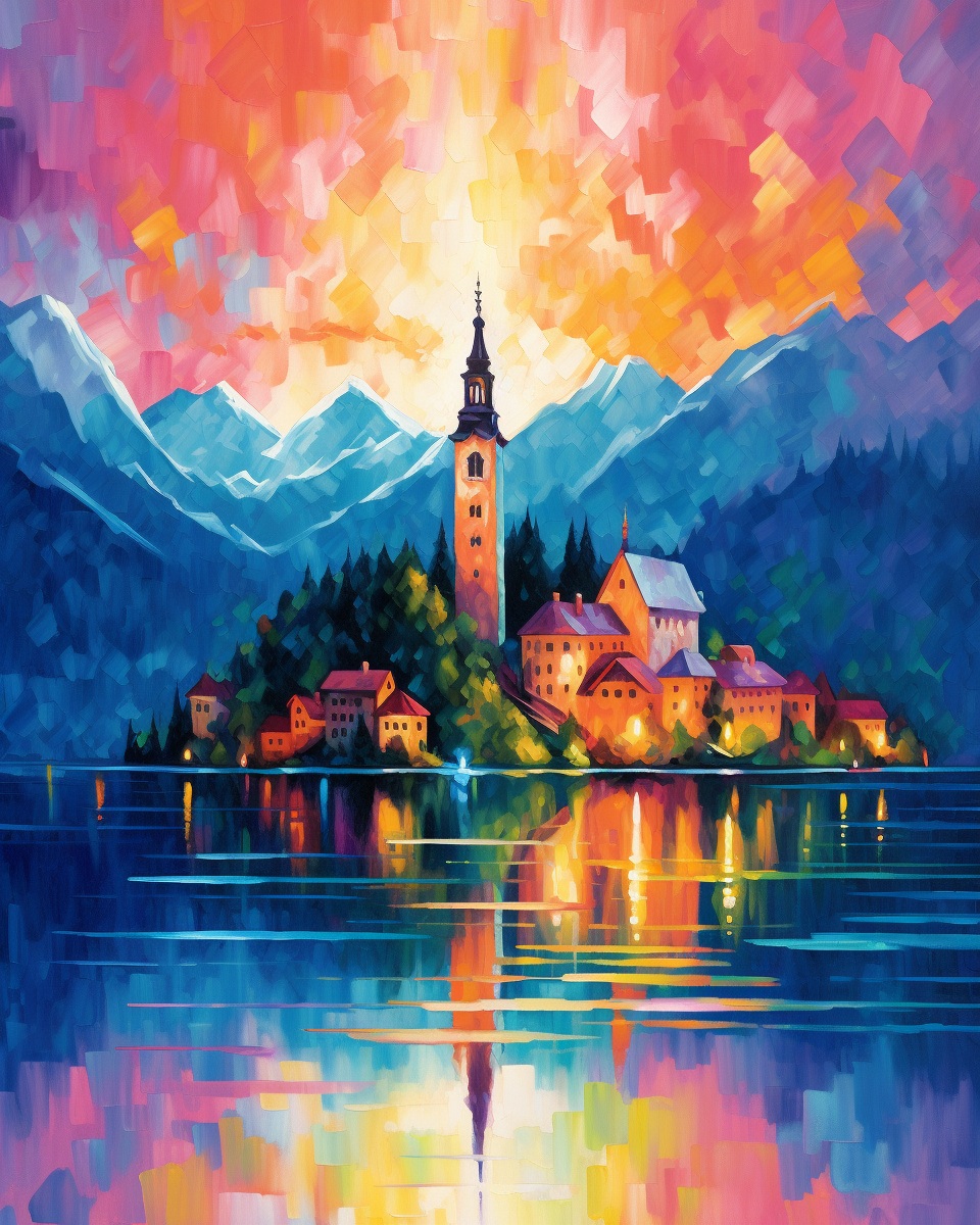 Preview for Painterly Cityscape Lake Background