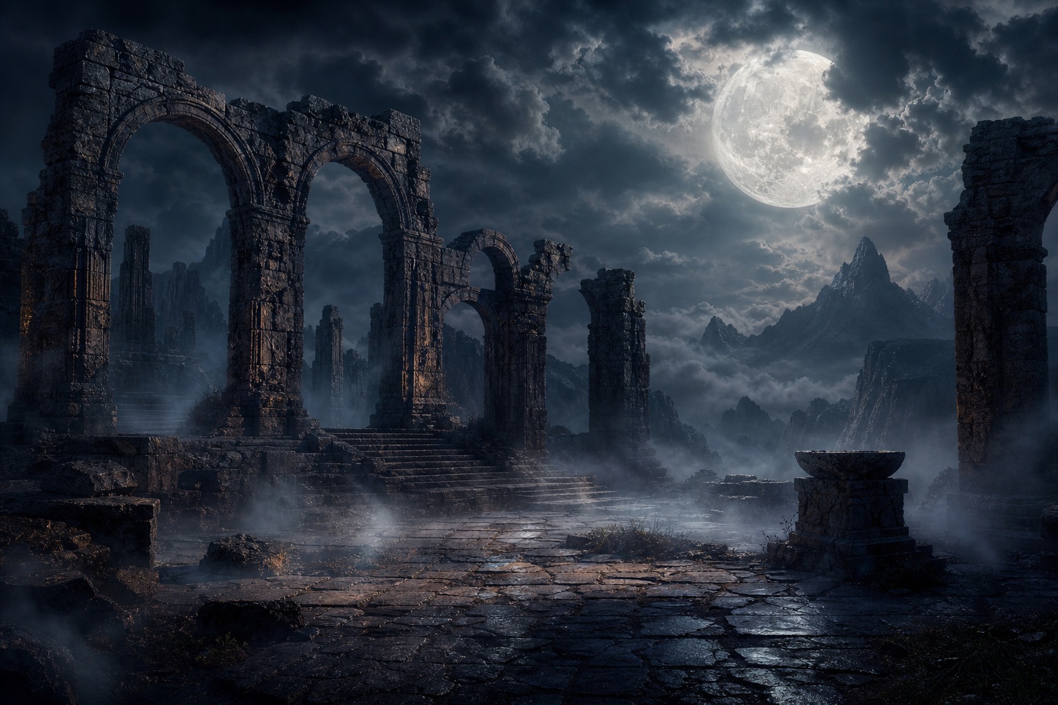 Preview for Moonlit Ancient Ruins Fantasy Background