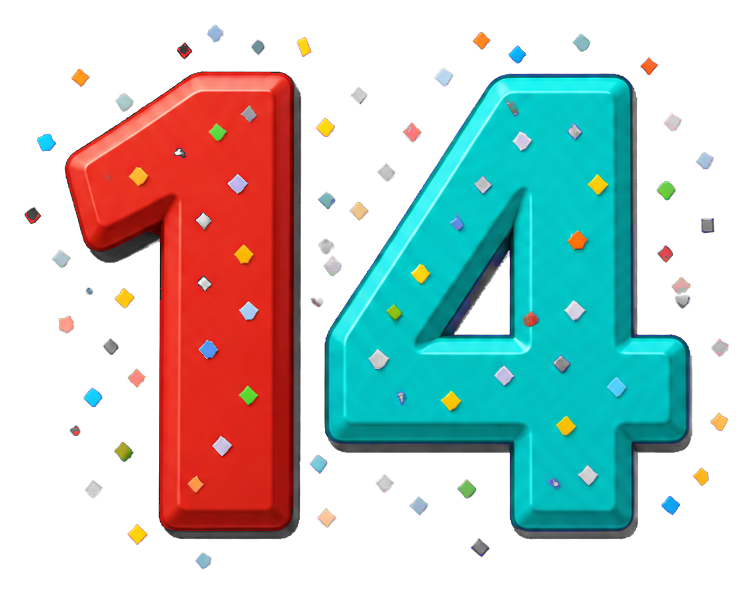 Preview for 14 Confetti Birthday Number Sticker