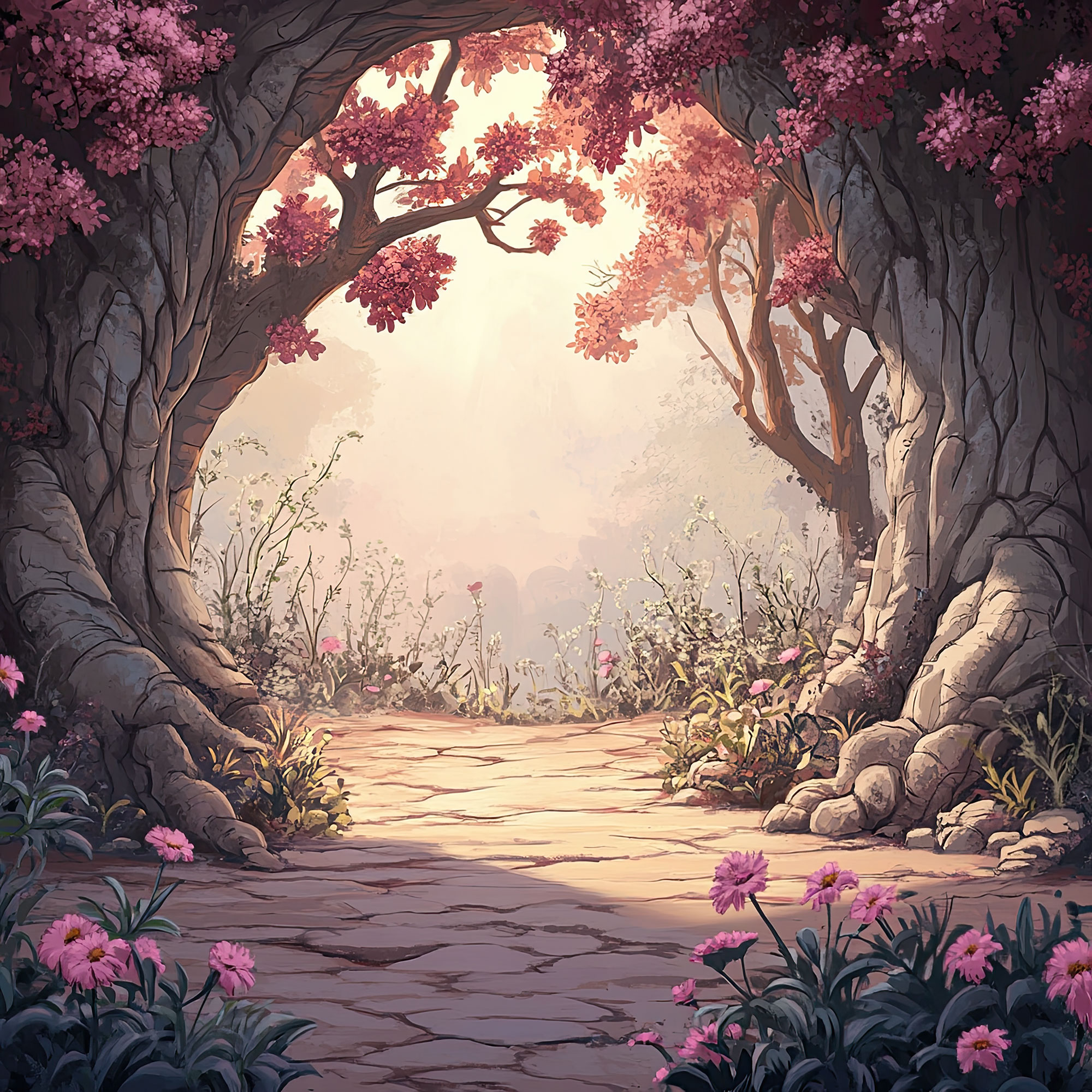 Preview for Serene-garden-pathway-nature-backdrop-background-d11f1
