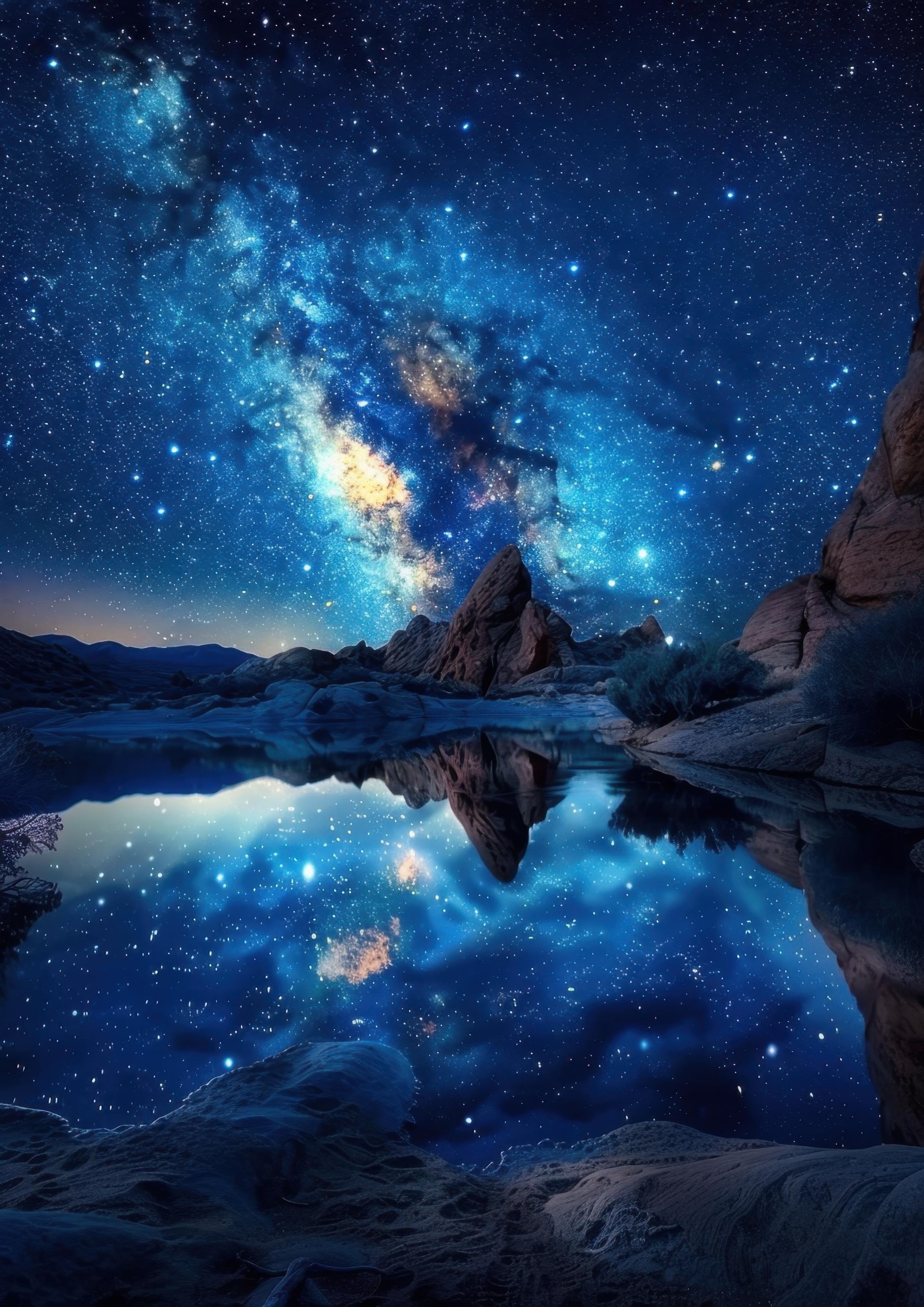 Preview for Night-sky-reflection-astrophotography-photo-background-a5495