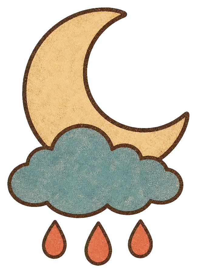 Preview for Dusty Blue Halloween Cloud And Moon Sticker