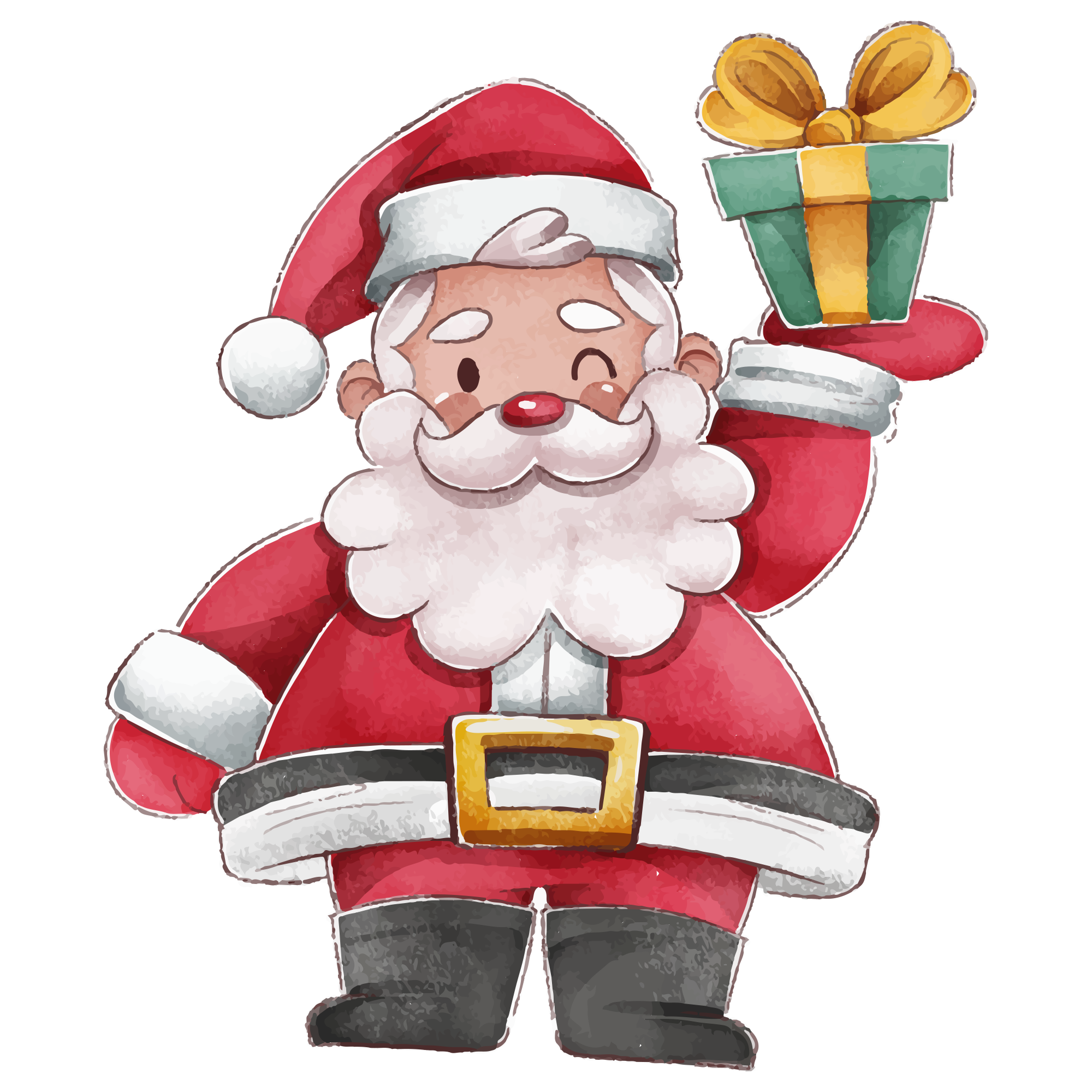 Preview for Santa-claus-gift-watercolor-christmas-sticker-3d987