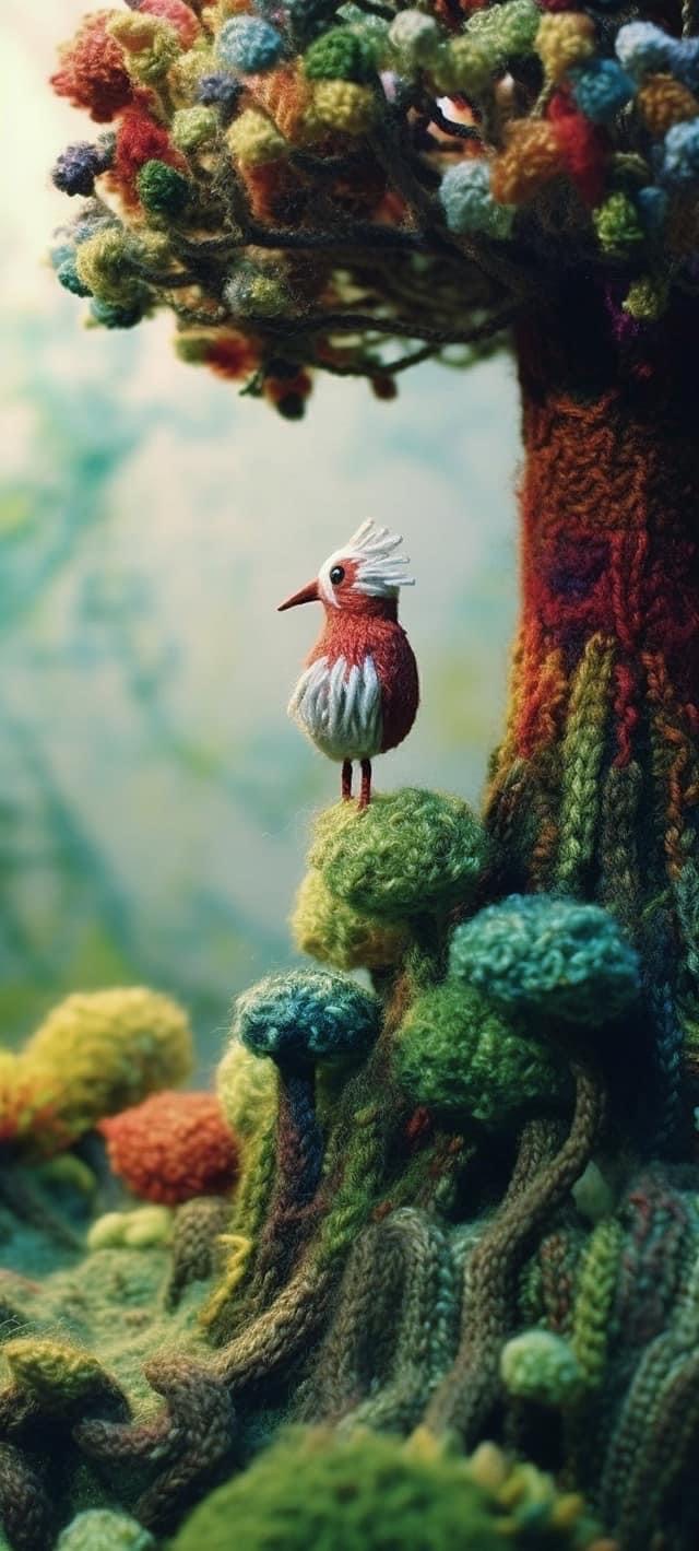 Preview for Crochet-bird-on-tree-crochet-critters-background-a524e