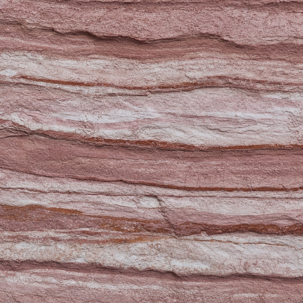 Layered rose clay and iron sediment bands in a natural stone texture