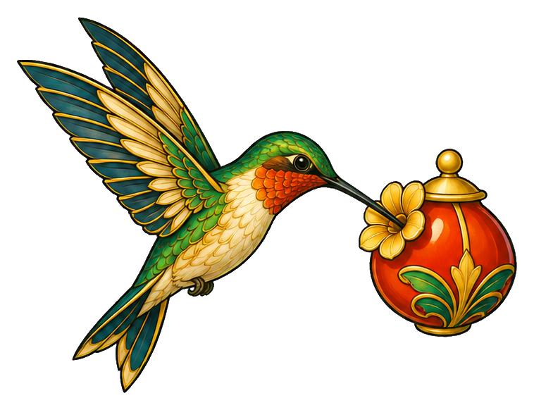 Preview for Art Nouveau Hummingbird Feeder Visit