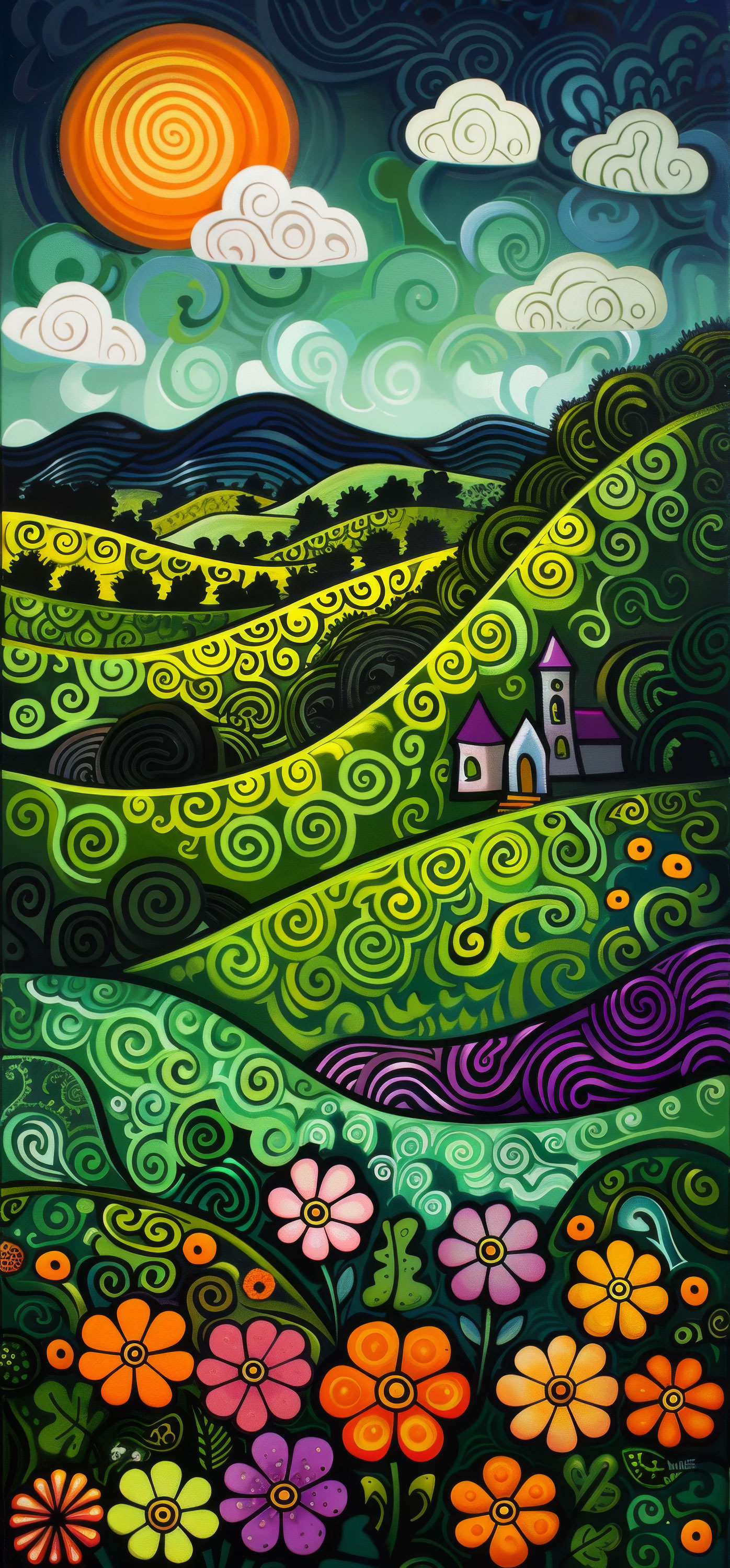 Preview for Stylized-rolling-hills-landscape-st-patricks-background-fb720