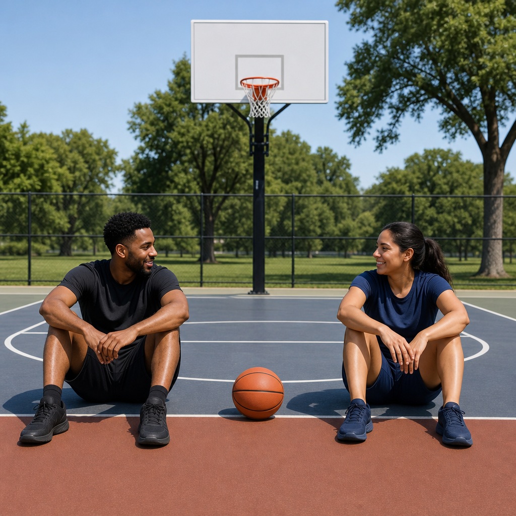 Preview for Friends On Basketball Court Stock Background