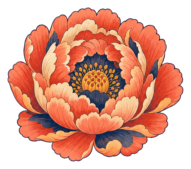Preview for Folk Gouache Peony Sticker
