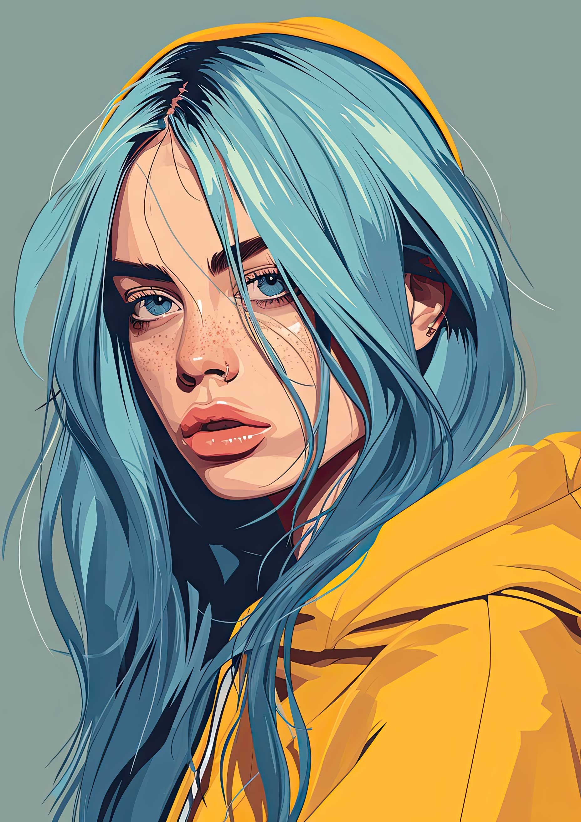 Preview for Digital-art-portrait-blue-hair-celebrities-background-4f0bc